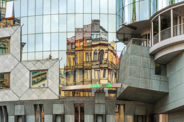 Old and new corporate buildings side by side in Sarajevo, Bosnia and Herzegovina, Europe.