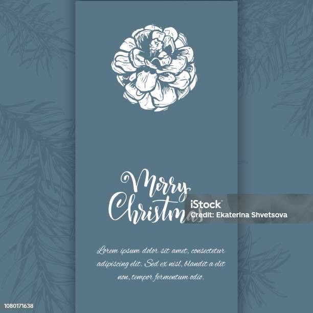 Christmas Sketch Hand Drawn Illustration Stock Illustration - Download Image Now - Banner - Sign, Blank, Blue
