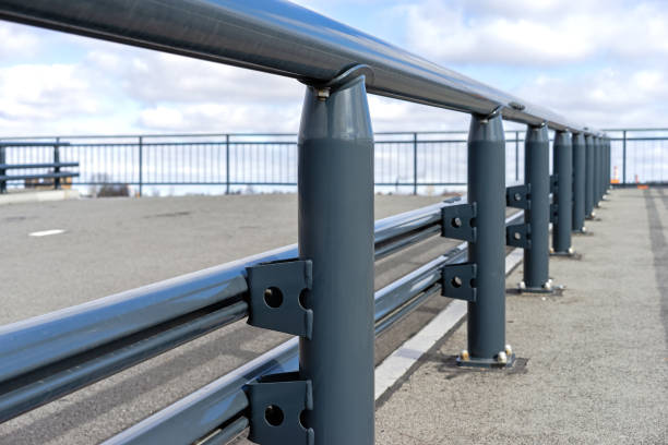 istock Safety Traffic barrier painted steel construction 1080172812