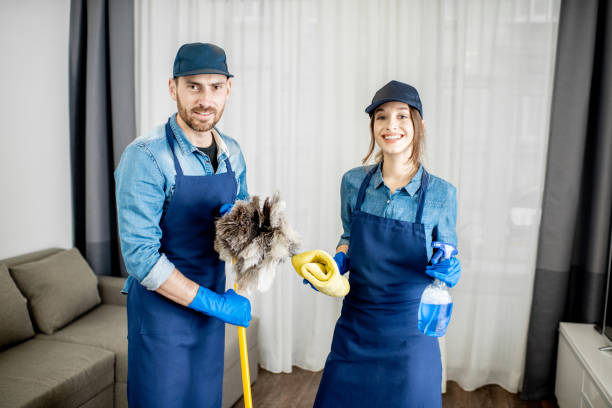 istock Professional cleaners with cleaning tools indoors 1080175742