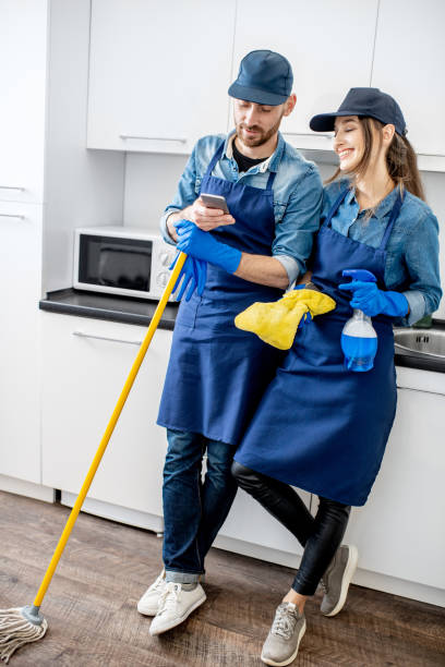 istock Professional cleaners during the break at the kitchen 1080177010