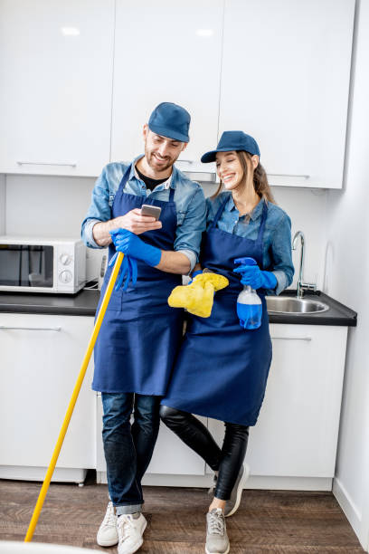 istock Professional cleaners during the break at the kitchen 1080177016