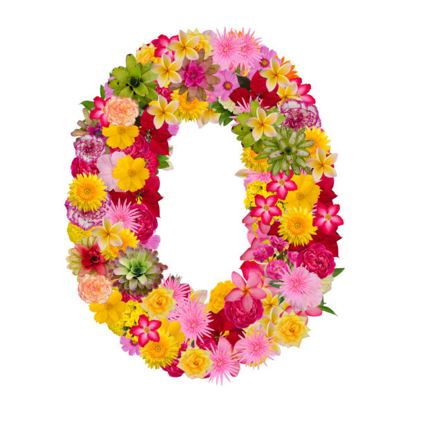 Number 0 made from flower isolated on white background. Number 0 made from flower isolated on white background. With clipping path adenium photos stock pictures, royalty-free photos & images