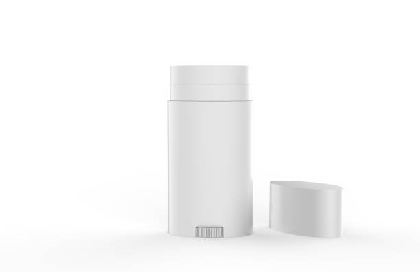 istock White blank roll on deodorant and lip balm tube, mock up template on isolated white background, 3d illustration 1080189652