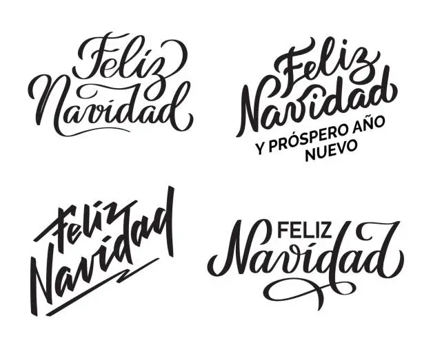 Vector illustration of Feliz Navidad - Collection of hand-written texts