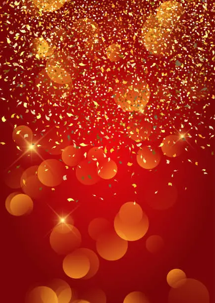 Vector illustration of Festive gold confetti background