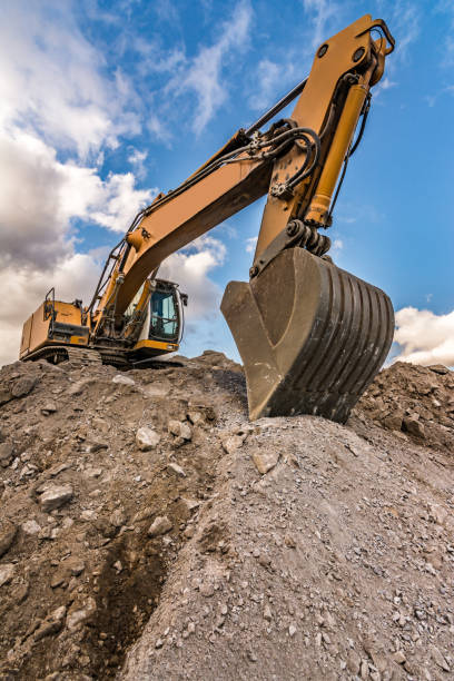istock Heavy machinery in a stone quarry 1080194720