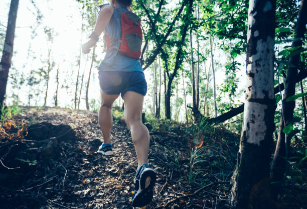 istock Woman trail runner running in forest 1080203476