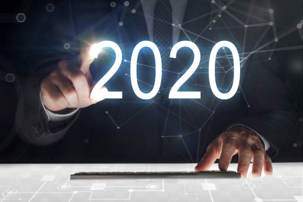 istock Business man touching screen with 
