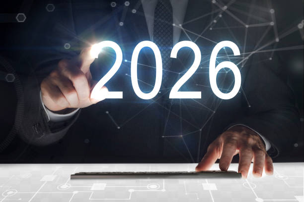 istock Business man touching screen with 