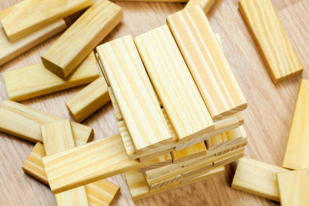 istock Wooden Tumbling Tower game close up 1080211238