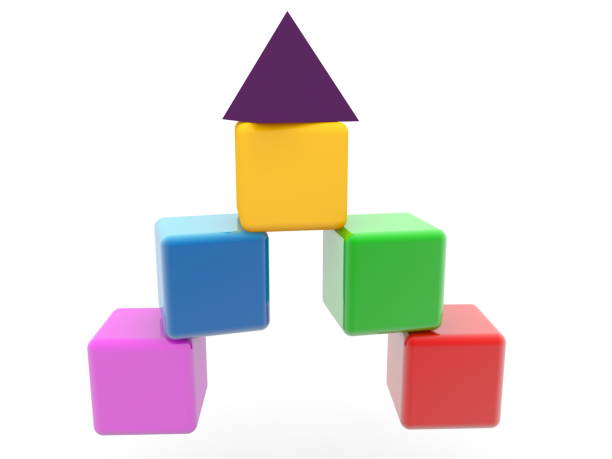 istock Toy tower from colorful toy cubes 1080211332