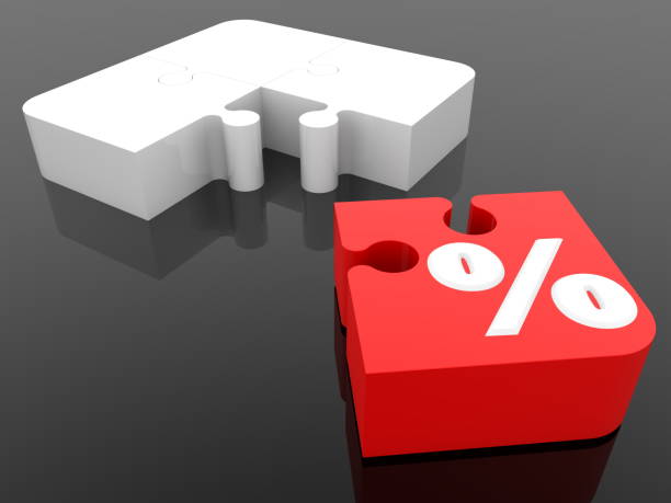 istock Puzzle pieces with a percentage mark 1080215188