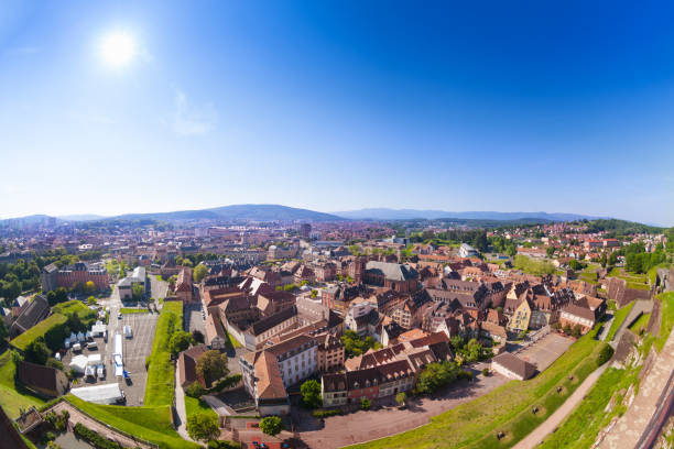 Scenic view of medieval Belfort city at sunny day Scenic view of medieval Belfort city at sunny day, France, Europe franche comte photos stock pictures, royalty-free photos & images