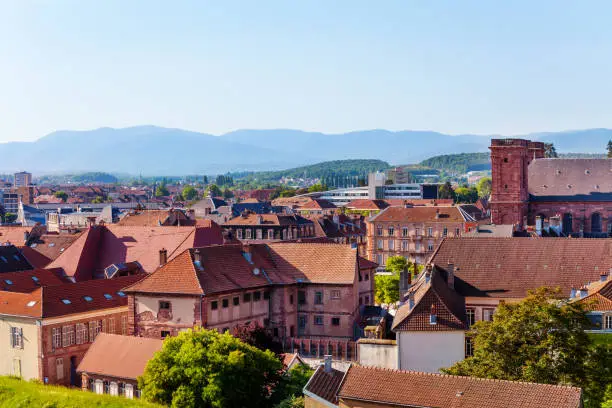 Photo of Beautiful cityscape of Belfort against blue sky