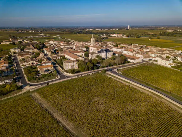 Photo of Saint Estephe village, situated along the wine route of Saint Estephe in the Bordeaux region of France, Europe