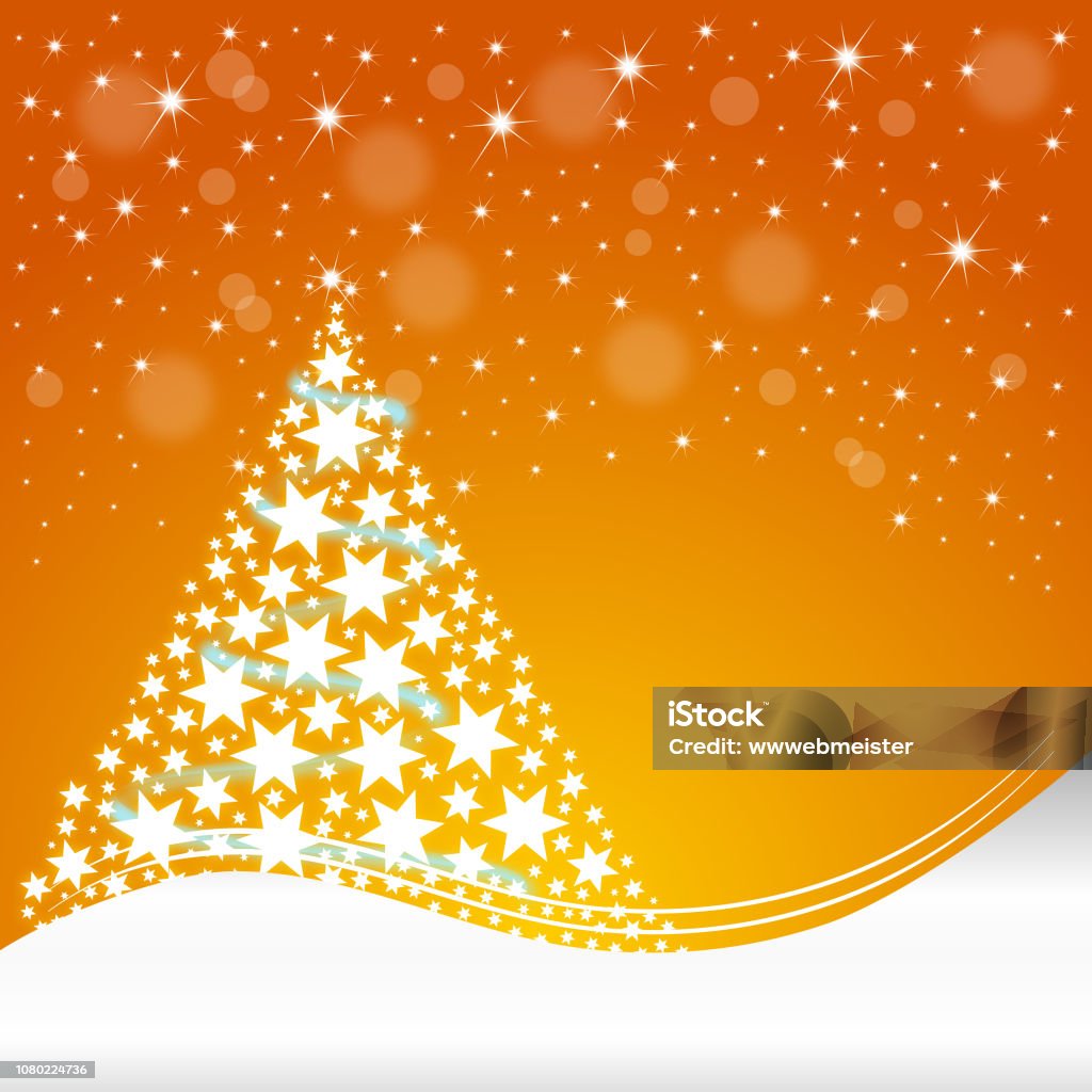 Christmas Card with decorative Christmas tree - illustration orange christmas card with decorative christmas tree - illustration Orange Color Stock Photo