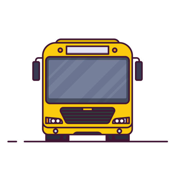 widok z przodu autobusu miejskiego - car driving front view cartoon stock illustrations
