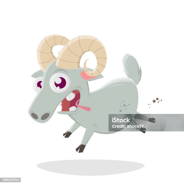 Funny Cartoon Ram Vector Illustration Stock Illustration - Download Image Now - Goat, Tongue, Illustration