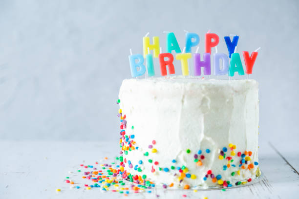 istock Colorful birthday concept - cake, candles, presents, decorations 1080233062