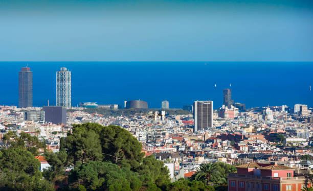 istock Barcelona 's City view from the hill at sunset 1080234526