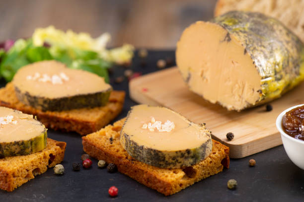 Foie gras and gingerbread cake, Bordeaux, France Foie gras and gingerbread cake, Bordeaux, France pepper cake stock pictures, royalty-free photos & images