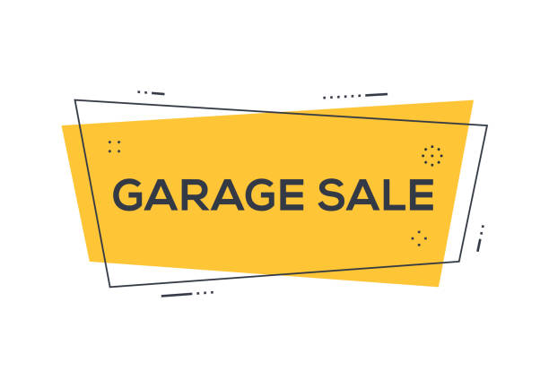 концепция продажи гаражей - garage sale sale poster sign stock illustrations