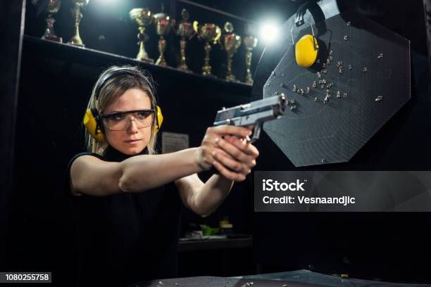 Shooting Range Stock Photo - Download Image Now - Target Shooting, Gun,  Indoors - iStock