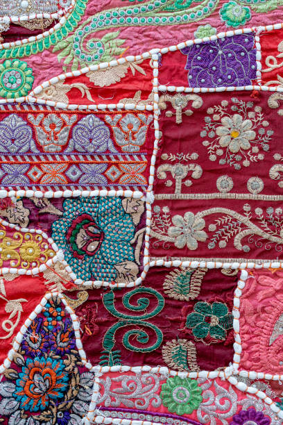 istock Detail old patchwork carpet. Close up, India 1080261852