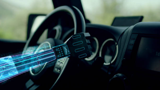 istock Autonomous car. Robot hand helping on the car steering wheel. 1080262764