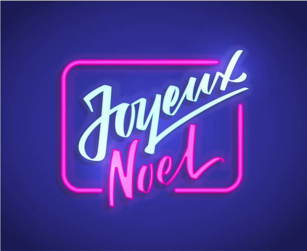 istock Joyeux Noel - Merry Christmas from french hand-written text, typography, hand lettering, calligraphy 1080265946
