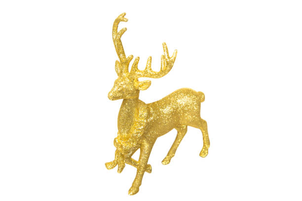 istock Golden deer Christmas toy isolated on white background 1080266782