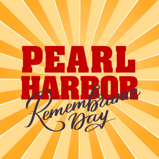 Pearl Harbor Remembrance day - hand-written text Pearl Harbor Remembrance day - hand-written text, words, typography, calligraphy, lettering. Red vector writing on light color, for title, headline, emblem, logo, banner, flyer, poster, greeting card. pearl harbor stock illustrations