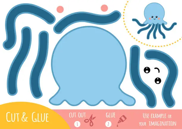 Vector illustration of Education paper game for children, Octopus