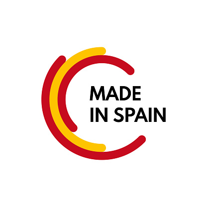 Made In Spain 3 Colors Arcs Vector Logo On White Background Stock