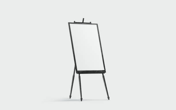 istock Blank white canvas stand on black easel mockup, isolated 1080271038