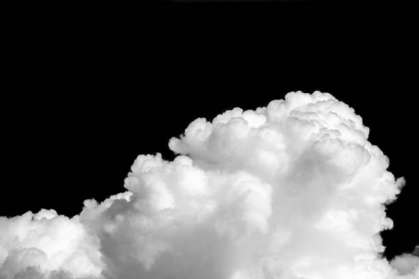Cumulonimbus clouds isolated on black background, White cloud and black sky