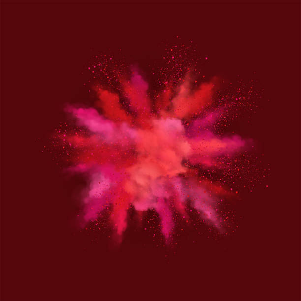 Explosion of Red Powder Explosion of red colored dust powder. Vector design elements coloir splash make up stock illustrations