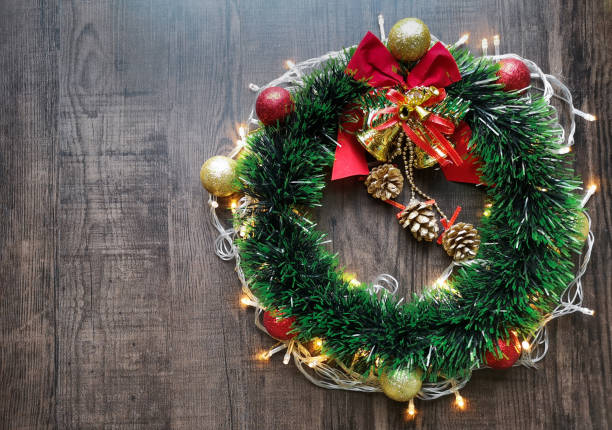 istock Christmas decoration. copy space for add text and wooden background. 1080272894