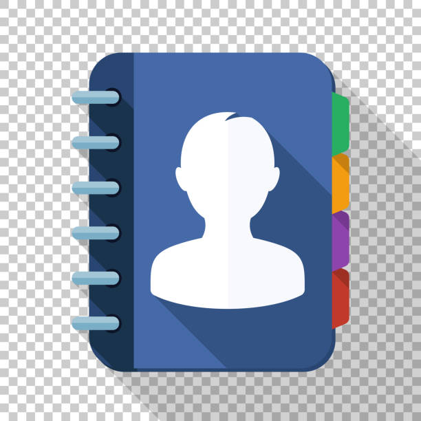 Address book icon in flat style with long shadow on transparent background Address book icon in flat style with long shadow on transparent background address book stock illustrations