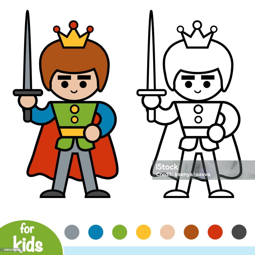 Coloring book, Prince Coloring book for children, Prince Adult stock vector