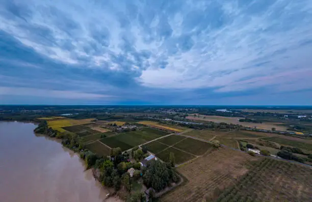 Sunset and clouds, Dordogne river, Gironde, France, Europe