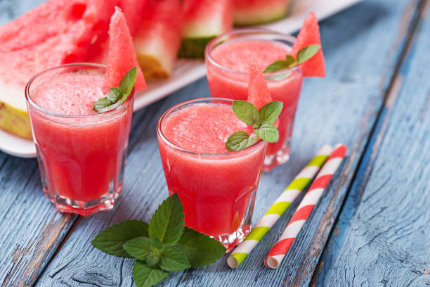 istock Glasses of watermelon smoothie with mint 1080276234