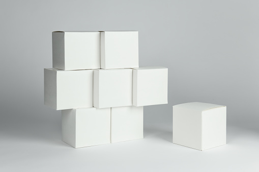 White Rounded Cubes White Cubes In Neutral Background Stock Photo - Download Image Now ...