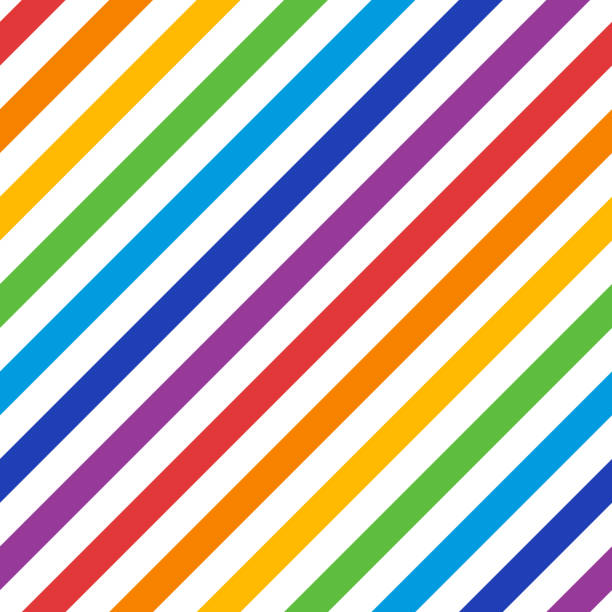 Diagonal Rainbow Rectangular Lines Seamless Pattern Stock