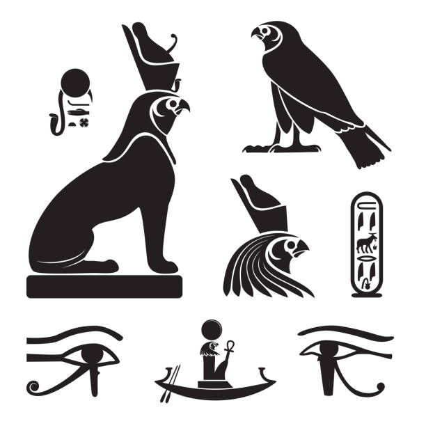 Set of ancient egypt silhouettes vector art illustration