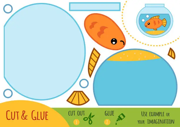Vector illustration of Education paper game for children, Aquarium
