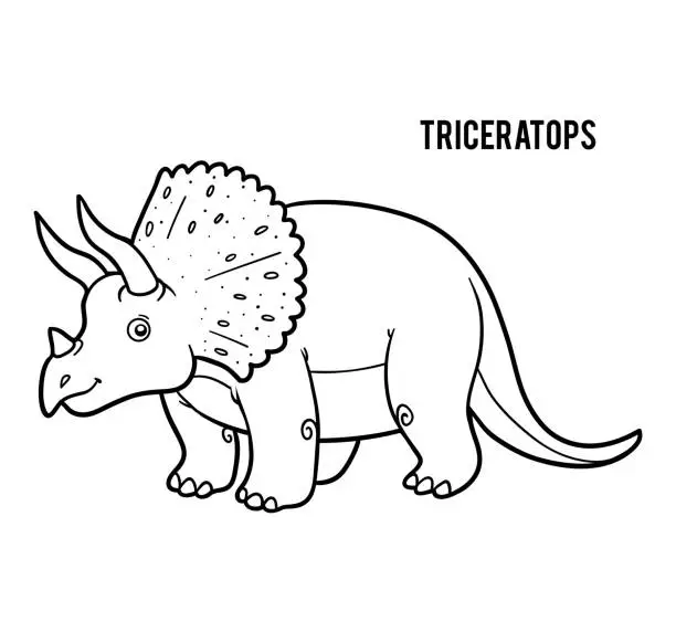 Vector illustration of Coloring book for children, cartoon Triceratops