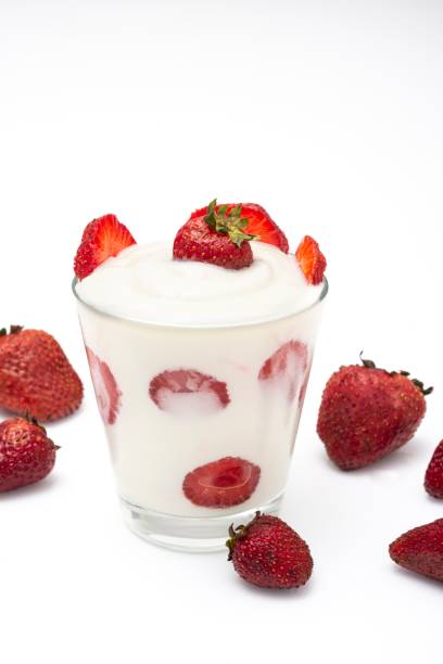 istock Yogurt with slices of strawberries 1080282196
