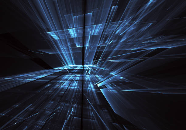 istock Abstract 3D fractal background, texture. Virtual Neon City 1080286726